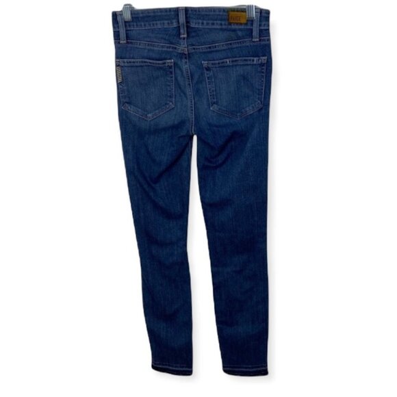 Paige Lexi Hoxton Crop Destructed Folded Raw Hem Denim Jeans Size 24 Mid Rise - Picture 4 of 10